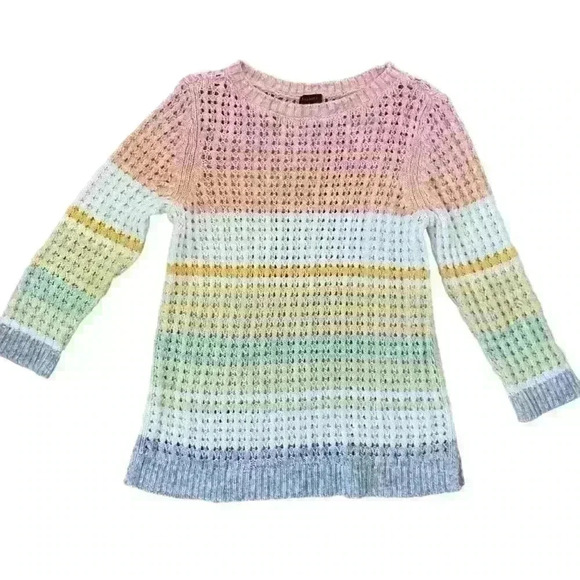Talbots OPEN STITCH COTTON SWEATER Size M Multi Pastel Lighweight Cotton Casual - Picture 5 of 12